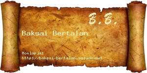 Baksai Bertalan névjegykártya